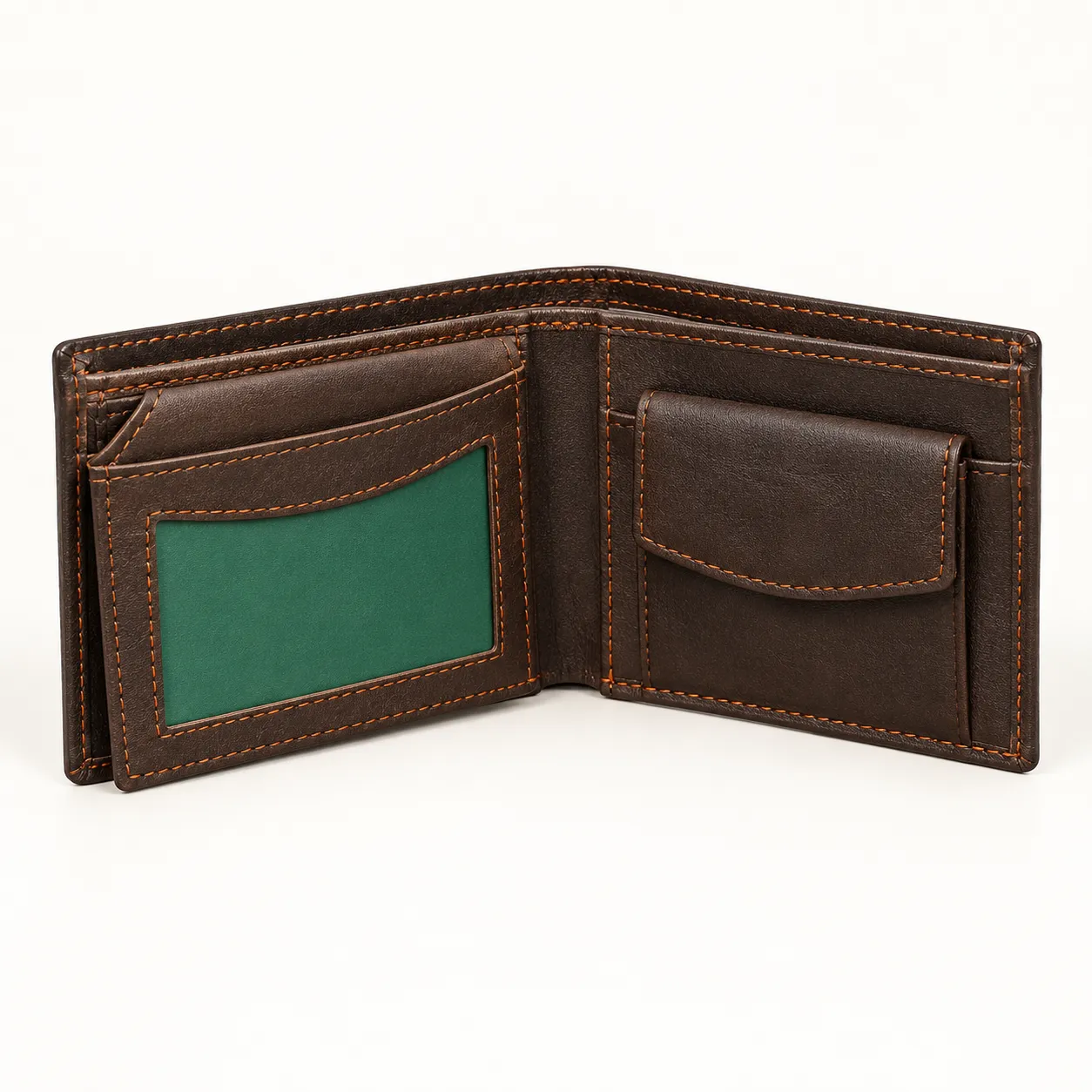 Woodland Rugged Leather Bi-Fold Wallet with ID Window - view 3